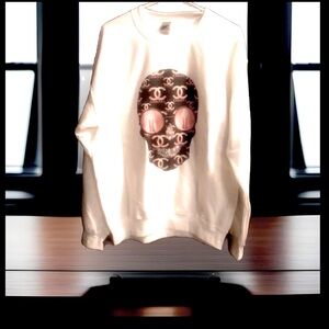 Pullover Pink Coco Sugar Skull W/Diamond 👀 & Legs 👃 🦷 Long Sleeve Sweatshirt